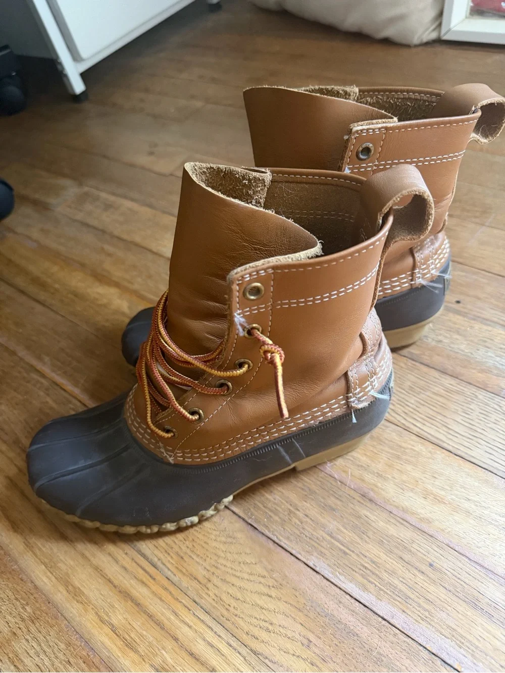 L.L. Bean Women's Two-Tone Tan and Dark Brown Duck Boots